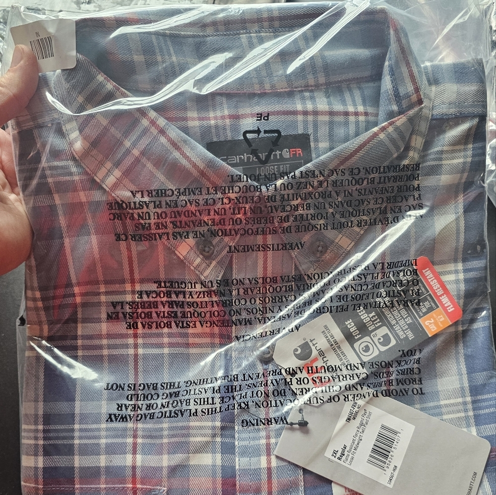 Carhartt flame resistant plaid shirt